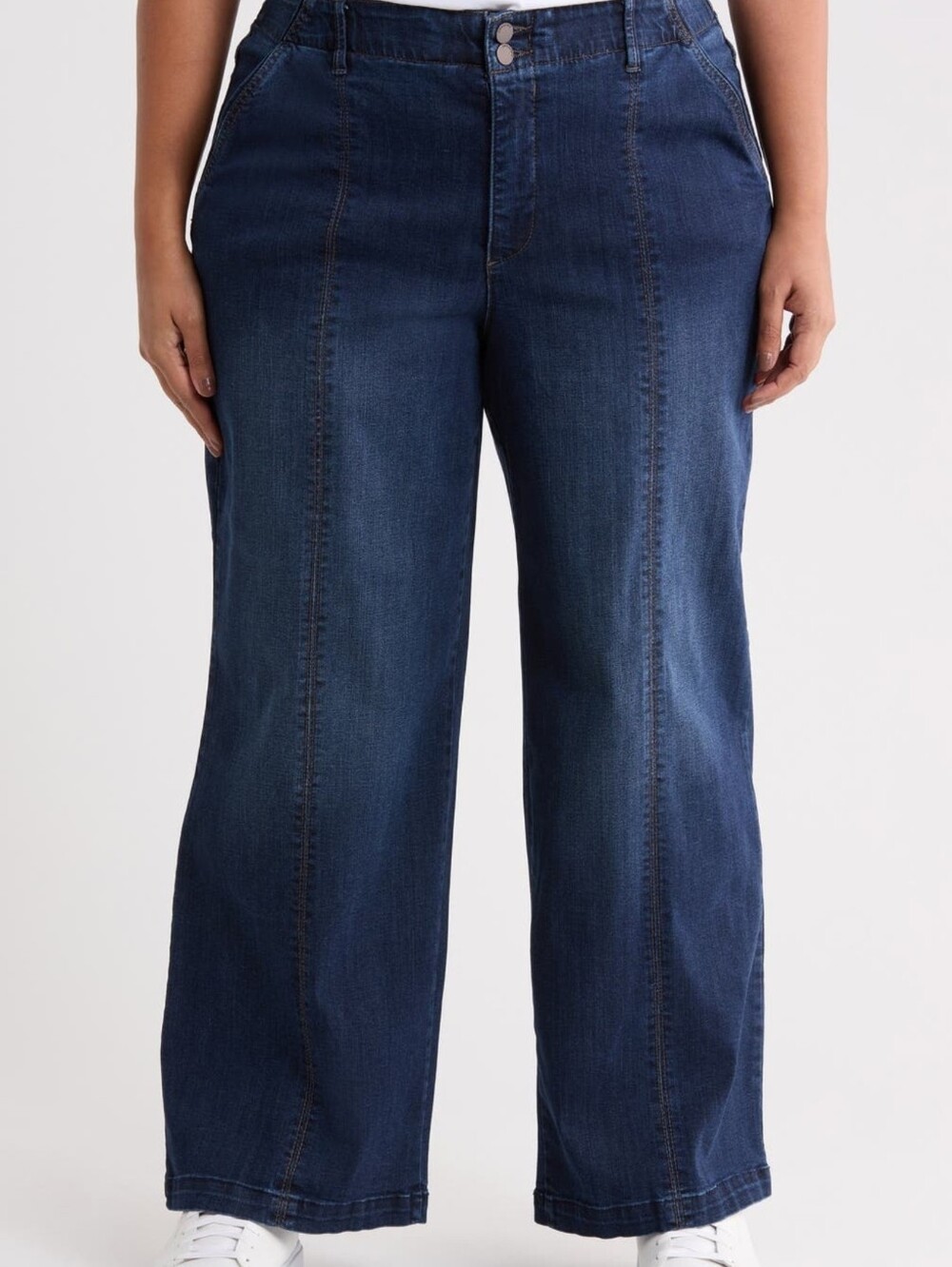 Democracy Sky High Rise Wide Leg Women's Jeans in Dark Blue 18w Ab Solution NWT